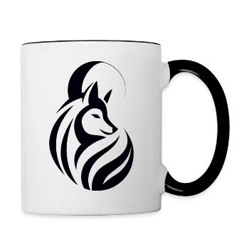 Wolf Tribal - Tasse zweifarbig - Weiß/Schwarz - Rechts
