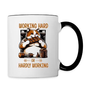Hart arbeiten oder kaum arbeiten? - Tasse zweifarbig - Weiß/Schwarz - Rechts