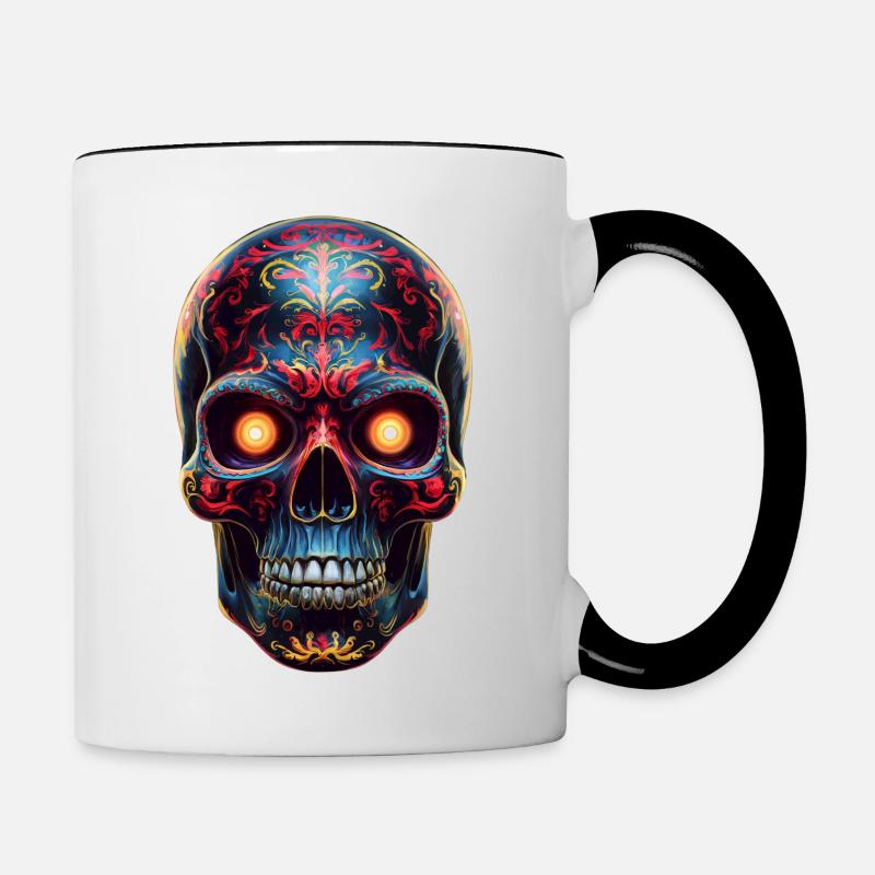 A sweet and whimsical skull. - Contrasting Mug - white/black