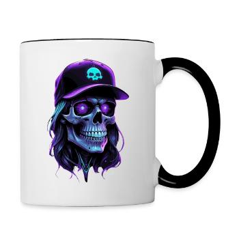 Purple Glow Skull Hippie Cap - Contrasting Mug - white/black - Right