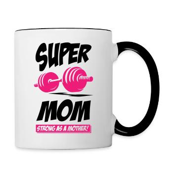Super Mom Strong As a Mother - Contrasting Mug - white/black - Right
