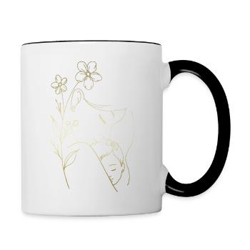 Mama liebt dich Mama Blumen Frauen Valentinstag - Tasse zweifarbig - Weiß/Schwarz - Rechts