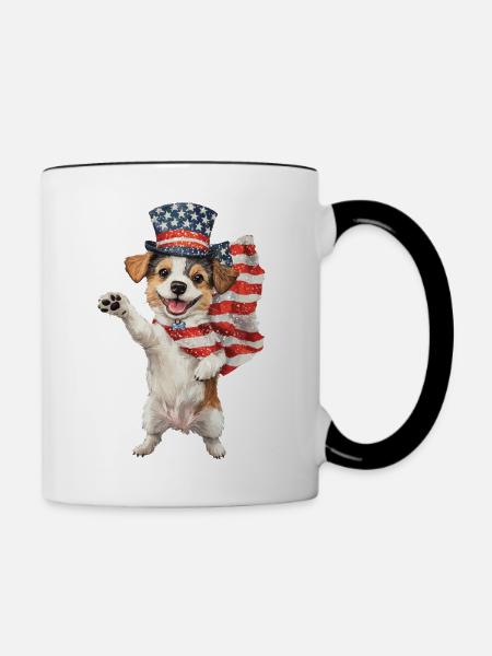 Hund - Tasse zweifarbig - Weiß/Schwarz