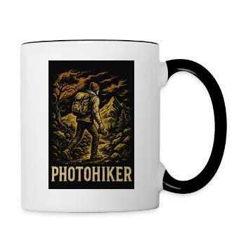 Photohiker – Kameraabenteurer - Tasse zweifarbig - Weiß/Schwarz - Rechts