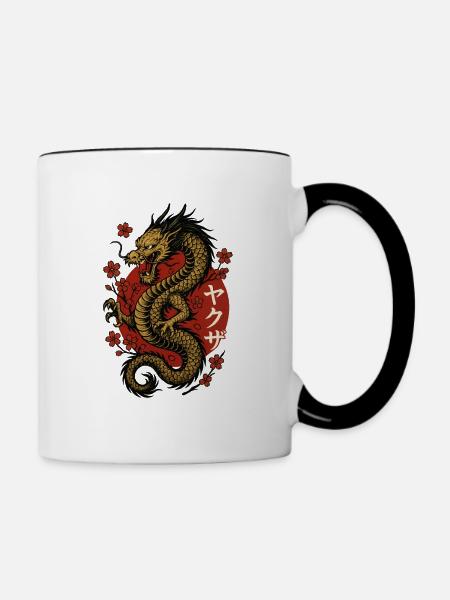 Yakuza Dragon - Tasse zweifarbig - Weiß/Schwarz