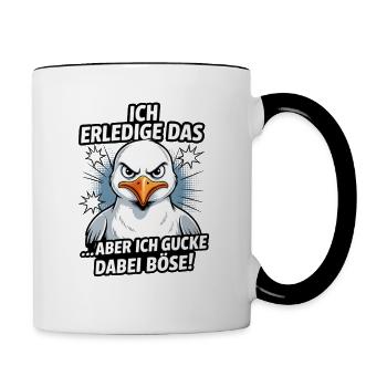 Ich mach das aber ich gucke dabei böse Möwe - Tasse zweifarbig - Weiß/Schwarz - Rechts
