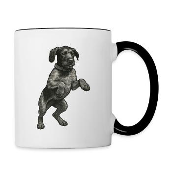 « Little Springer » - Chiot allemand à poil dur - Mug contrasté - blanc/noir - Droite