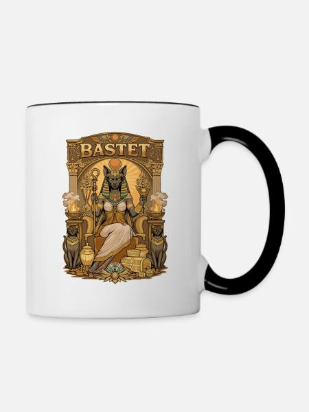 Thron von BASTET - Tasse zweifarbig - Weiß/Schwarz