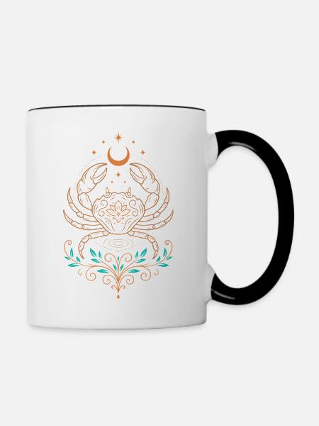 Krebs Sternzeichen – Mystisches Symbolmotiv - Tasse zweifarbig - Weiß/Schwarz