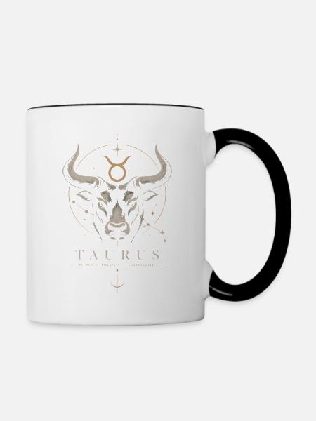 Taurus Sternzeichen Stiers Symbol - Tasse zweifarbig - Weiß/Schwarz
