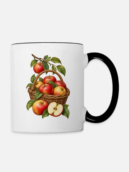 Apfelernte im Garten für Selbstversorger - Tasse zweifarbig - Weiß/Schwarz