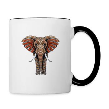 Elephant with African pattern no3 - Contrasting Mug - white/black - Right