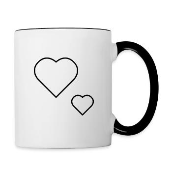 Deux cœurs - Mug contrasté - blanc/noir - Droite