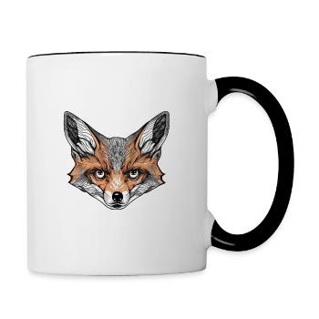 Fuchs mit tiefem Blick - Tasse zweifarbig - Weiß/Schwarz - Rechts