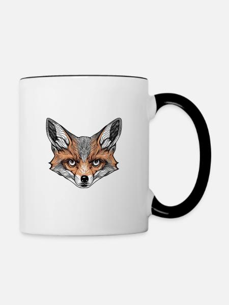 Fuchs mit tiefem Blick - Tasse zweifarbig - Weiß/Schwarz