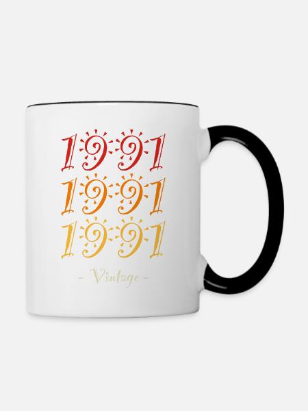 Jahrgang 1991 - Tasse zweifarbig - Weiß/Schwarz