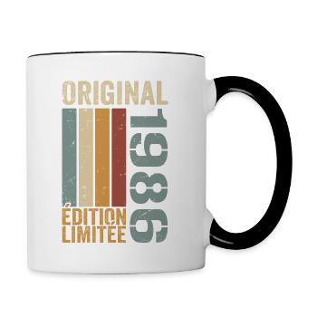 Jahrgang 1986 | Limitierte Auflage 1986 Geburtstagsgeschenk - Tasse zweifarbig - Weiß/Schwarz - Rechts