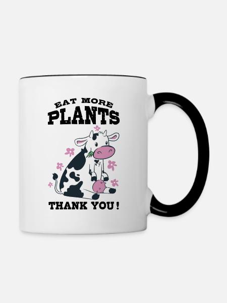 Iss mehr Pflanzen - Tasse zweifarbig - Weiß/Schwarz