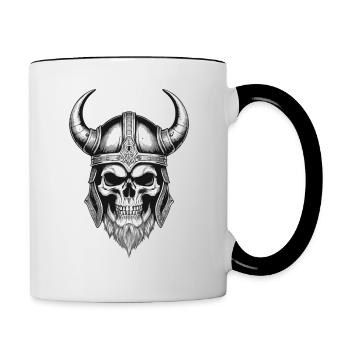 Wikinger-Schädel - Tasse zweifarbig - Weiß/Schwarz - Rechts