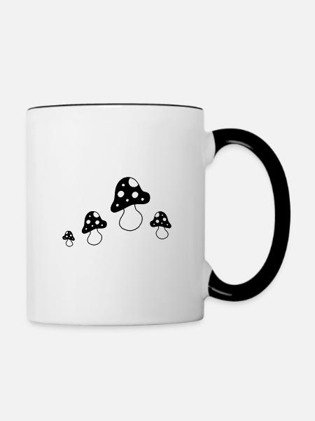 Gruppe Fliegenpilze - Tasse zweifarbig - Weiß/Schwarz