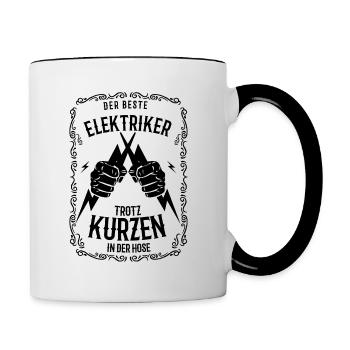 Beste Elektriker trotz kurzen in der Hose Geschenk - Tasse zweifarbig - Weiß/Schwarz - Rechts