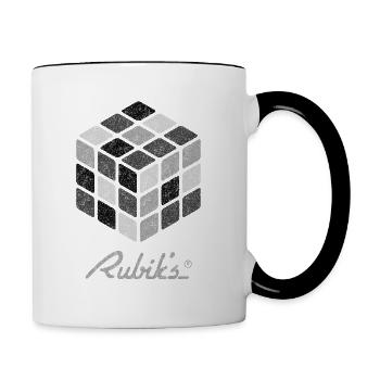 Rubik's Cube Black-And-White Print - Contrasting Mug - white/black - Right