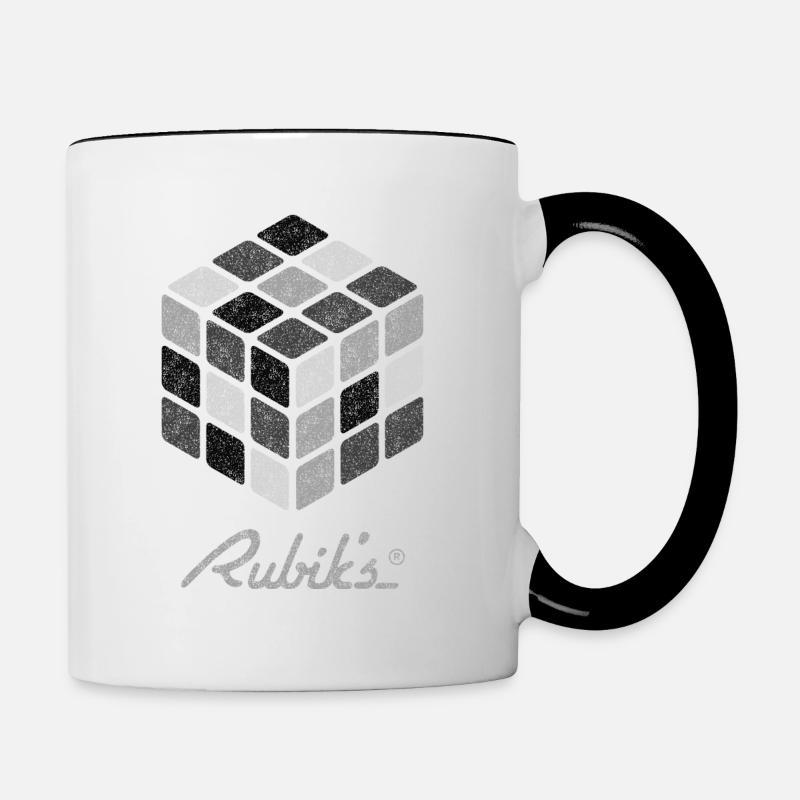 Rubik's Cube Imprimé Noir et Blanc - Mug contrasté - blanc/noir