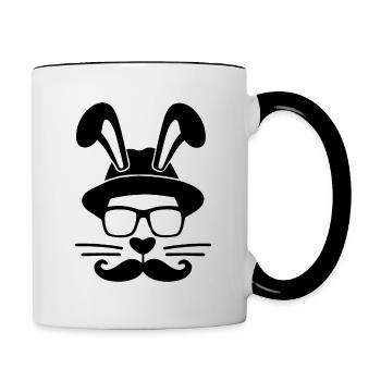 Hipster Easter Frohe Ostern Hase Kaninchen - Tasse zweifarbig - Weiß/Schwarz - Rechts