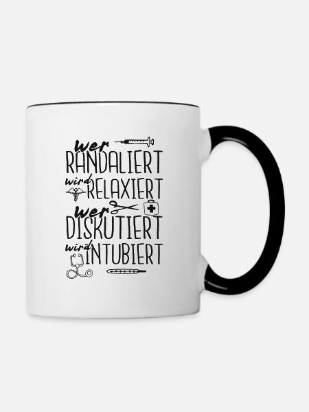 Krankenschwester Arzt witzig - Tasse zweifarbig - Weiß/Schwarz