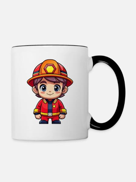 Held in Rot der Feuerwehrmann - Tasse zweifarbig - Weiß/Schwarz