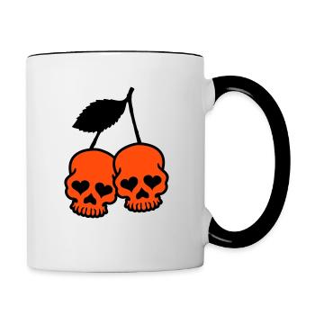 CHERRY SKULL - Contrasting Mug - white/black - Right