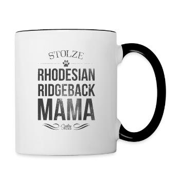 Stolze Rhodesian Ridgeback Mama - Tasse zweifarbig - Weiß/Schwarz - Rechts