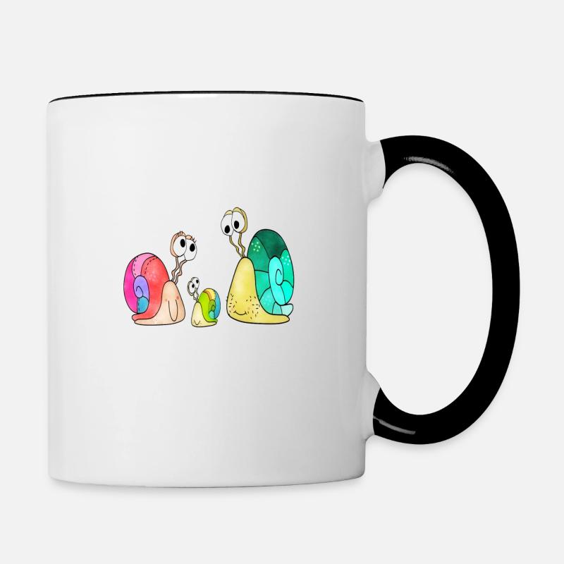 Schneckeneltern mit Kind - Tasse zweifarbig - Weiß/Schwarz