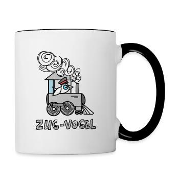 Zug Vogel bzw. Lok Vogel - Tasse zweifarbig - Weiß/Schwarz - Rechts