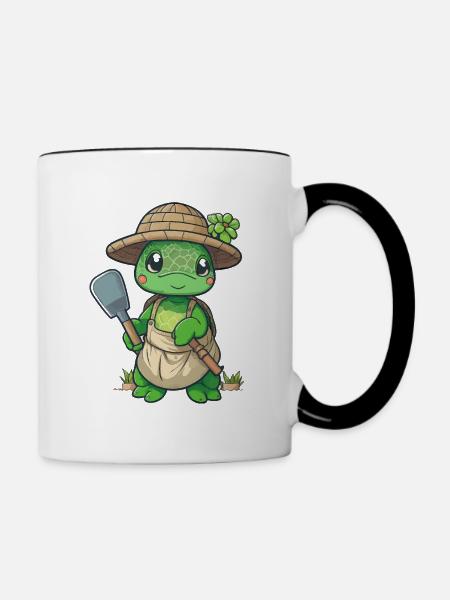 Schildkröten-Garten - Tasse zweifarbig - Weiß/Schwarz