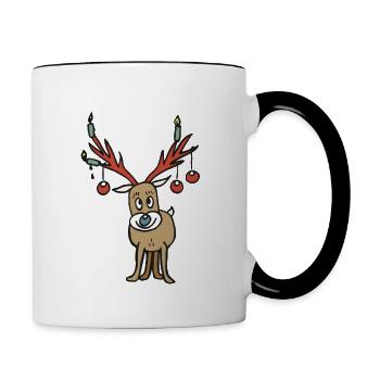Weihnachtsrentier - Tasse zweifarbig - Weiß/Schwarz - Rechts