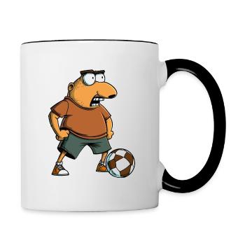 Fussball Maulwurf - Tasse zweifarbig - Weiß/Schwarz - Rechts