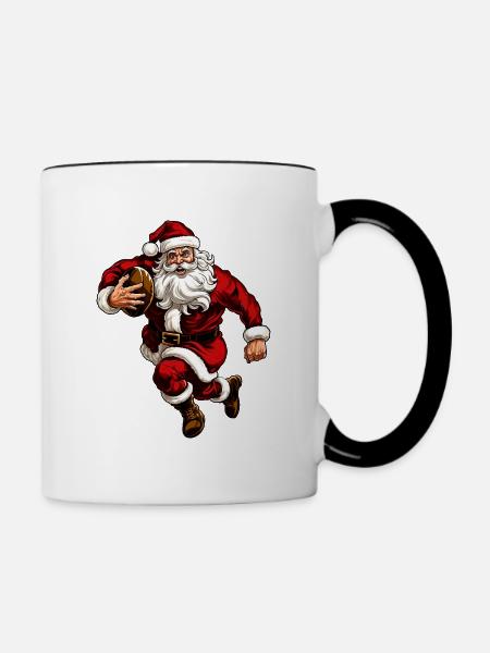Weihnachtsmänner Rugby - Tasse zweifarbig - Weiß/Schwarz
