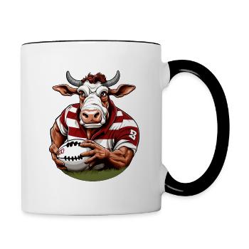 Joueur de rugby Vache - Mug contrasté - blanc/noir - Droite