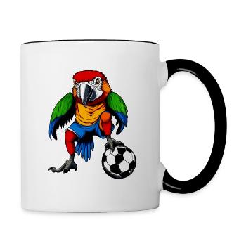 Fussballer Papagei - Tasse zweifarbig - Weiß/Schwarz - Rechts