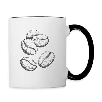 Kaffeebohne Zeichnung - Tasse zweifarbig - Weiß/Schwarz - Rechts