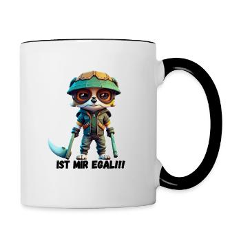 Egal? Gleichgültig? Vertreiben Sie die Bad Vibes - Tasse zweifarbig - Weiß/Schwarz - Rechts