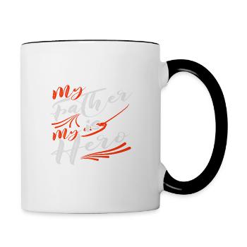 My father is my hero - Contrasting Mug - white/black - Right