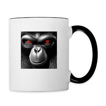 Bad chimp - Black and white portrait monkey - Contrasting Mug - white/black - Right
