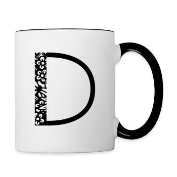 Buchstabe D - Tasse zweifarbig - Weiß/Schwarz - Rechts
