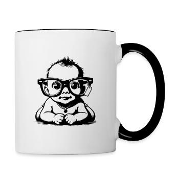 inspiredby.Baby mit Brille - Tasse zweifarbig - Weiß/Schwarz - Rechts