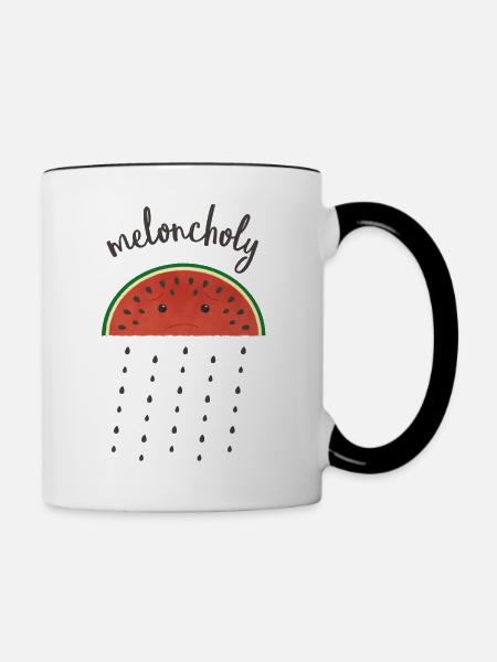 Melancholische Wassermelone - Tasse zweifarbig - Weiß/Schwarz