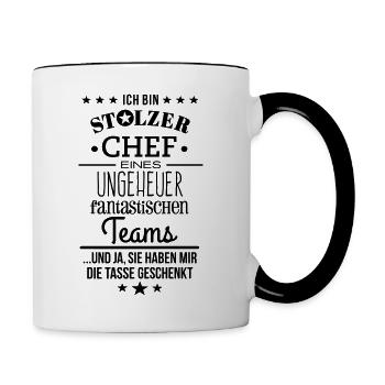 Ungeheuer fantastisches Team / Chef / Tasse / 1C - Tasse zweifarbig - Weiß/Schwarz - Rechts