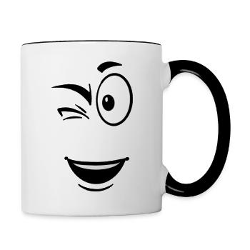 Face toon wink - Contrasting Mug - white/black - Right