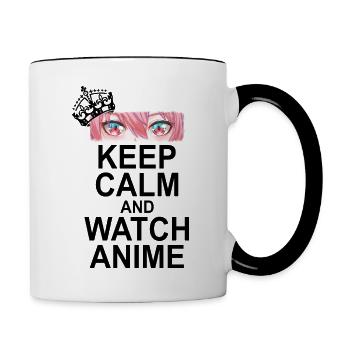 Keep Calm And Watch Anime - Tasse zweifarbig - Weiß/Schwarz - Rechts